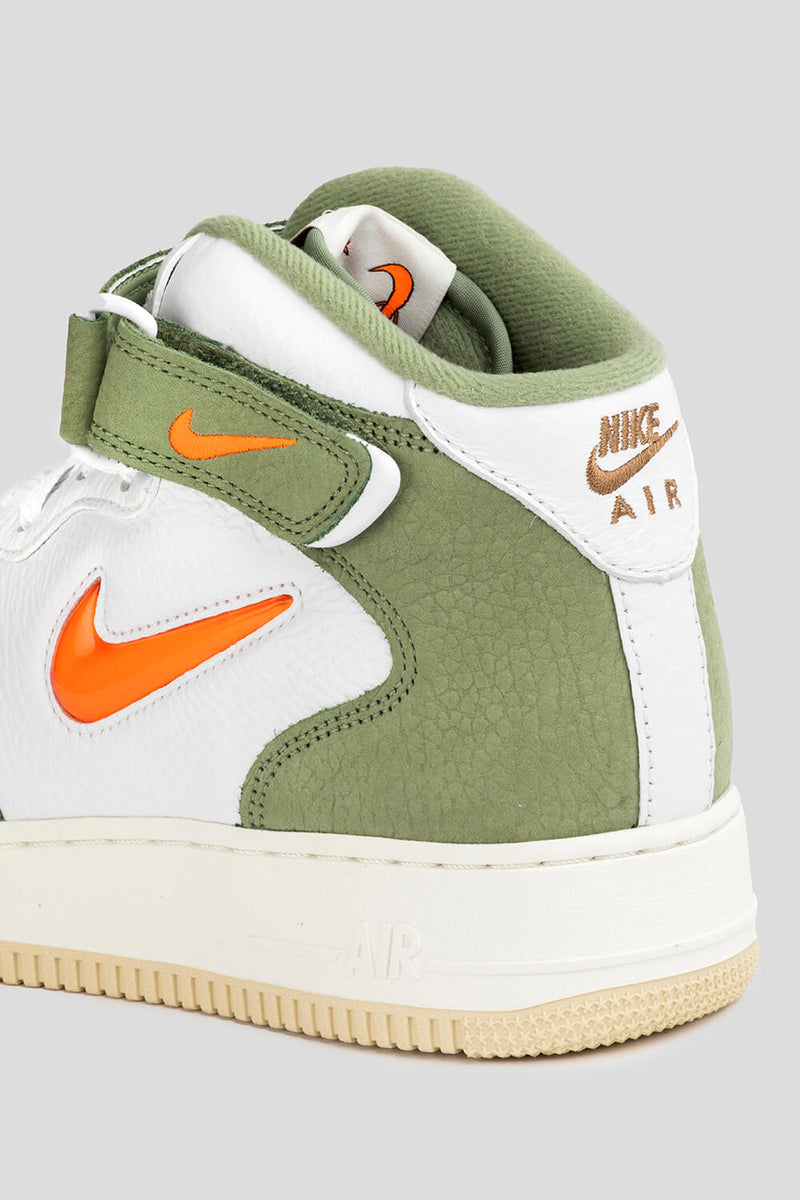 Nike Air Force 1 Mid QS 10 / White/Total Orange-Oil Green