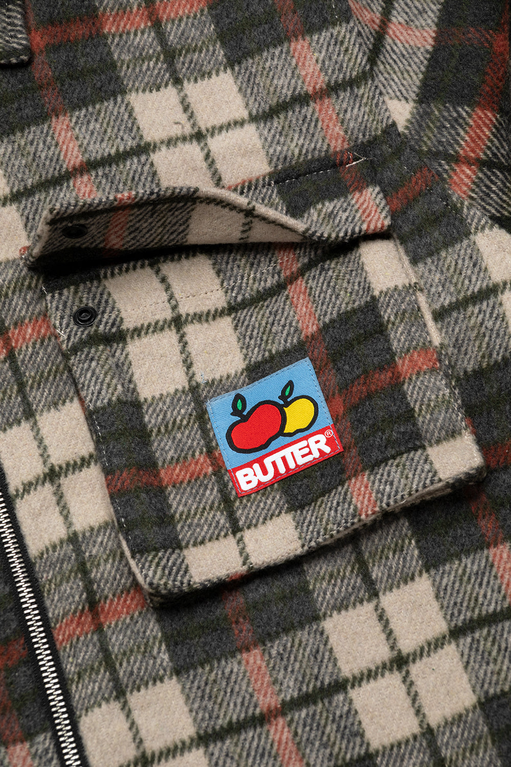 Butter Goods Plaid Flannel Insulated Overshirt Brown/Beige