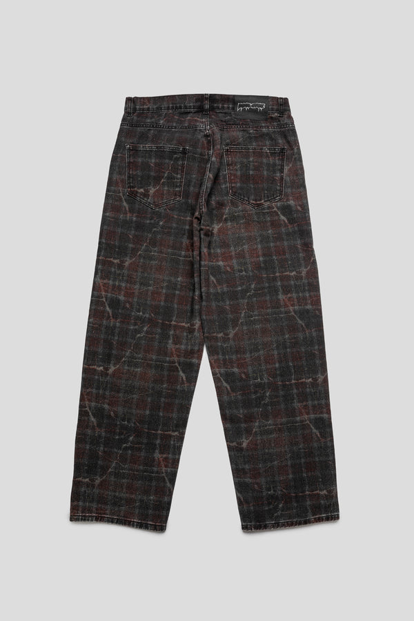 Distressed Plaid Fecke Jeans