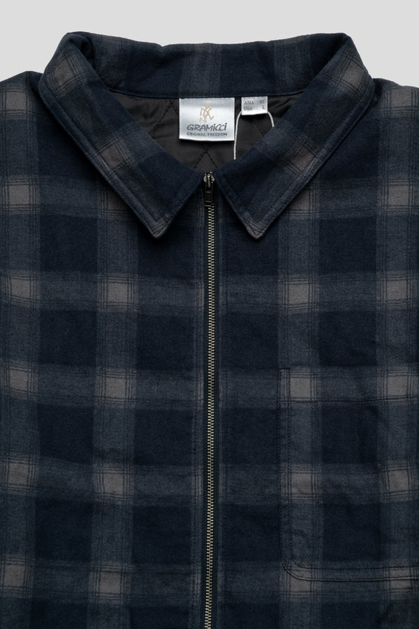 Gramicci Zip-Up Insulated Flannel Shirt 'Navy Shadow Plaid'