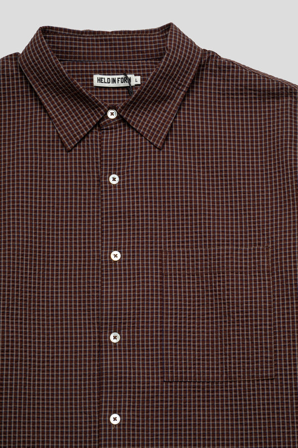 Kuzushi Seersucker Work Shirt 'Brown / Blue Check'