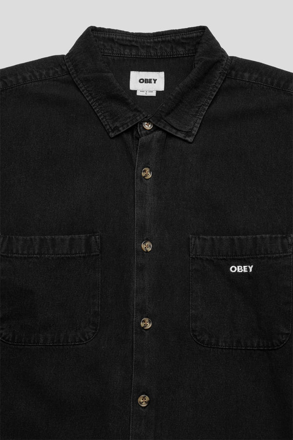 Obey Charlie Denim Woven Shirt 'Faded Black'