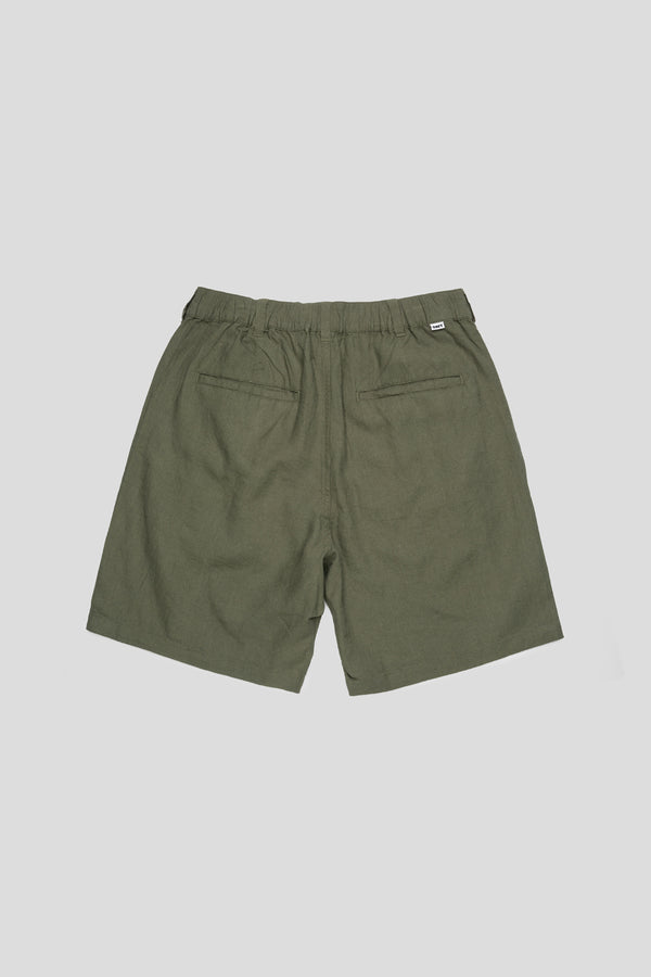 Foster Pleated Linen Short 'Smokey Olive'