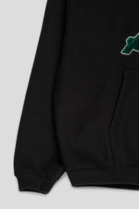 Satin Patch Oversized Hoodie 'Washed Black'