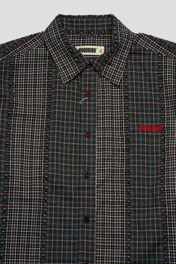 Woodbird Buzo Woma Check Shirt 'Brown / Green'
