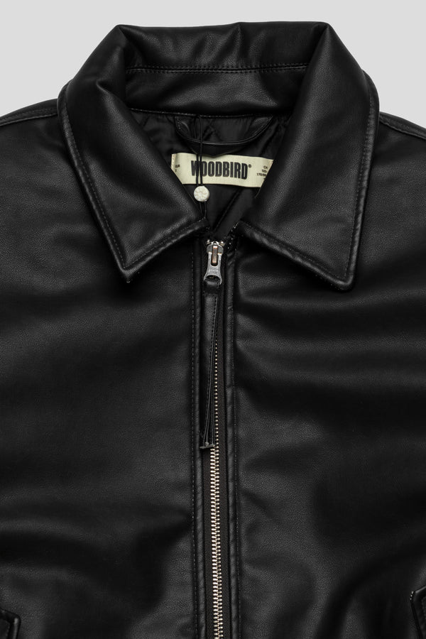 Woodbird Women's Washed PU Jacket 'Black'